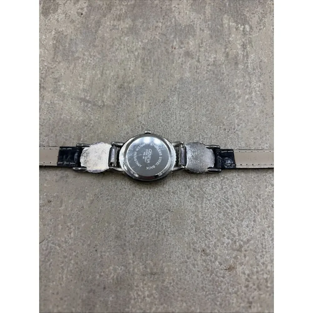 Vintage Design Geneva Southwestern Floral Women’s Watch W/Black Strap 8.5” Works